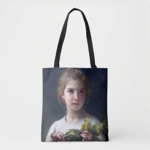 Girl with Mimosa, Bouguereau Tote Bag