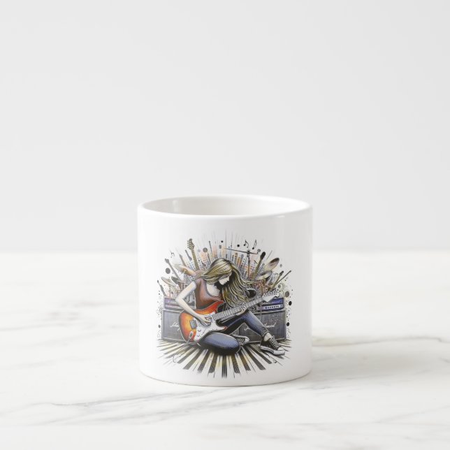 Girl with musical vibes espresso cup (Front)