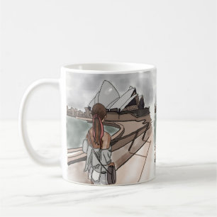 Girl with Opera house at Sydney. Coffee Mug