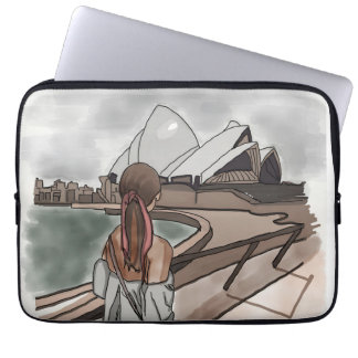 Girl with Opera house at Sydney. Laptop Sleeve