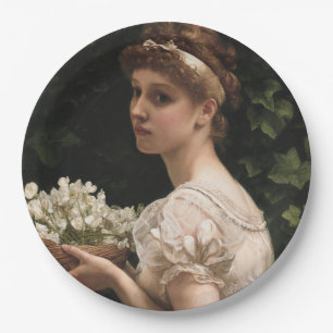 Girl With Pea Blossoms (by Edward Poynter) Paper Plate