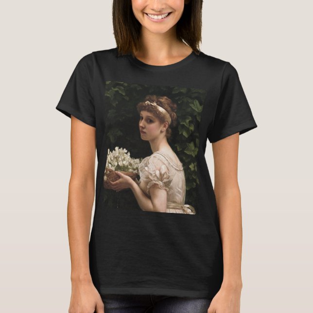 Girl With Pea Blossoms (by Edward Poynter) T-Shirt (Front)