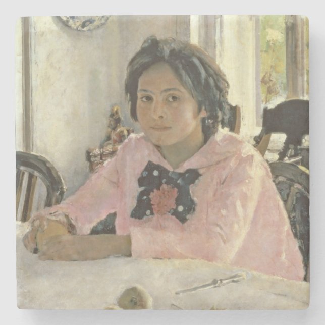 Girl with Peaches, 1887 Stone Coaster (Front)