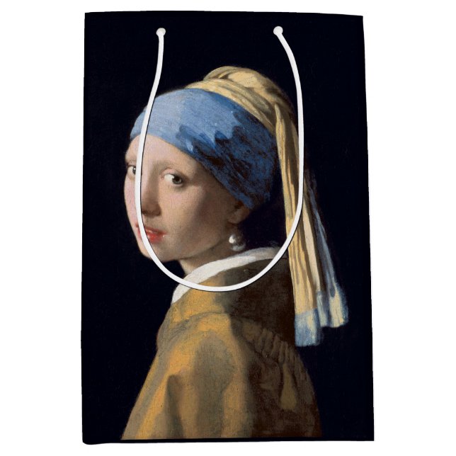Girl with pearl earring 1665 Johannes Vermeer Medium Gift Bag (Front)