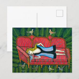 Girl with Pigeons Morris Hirshfield Postcard