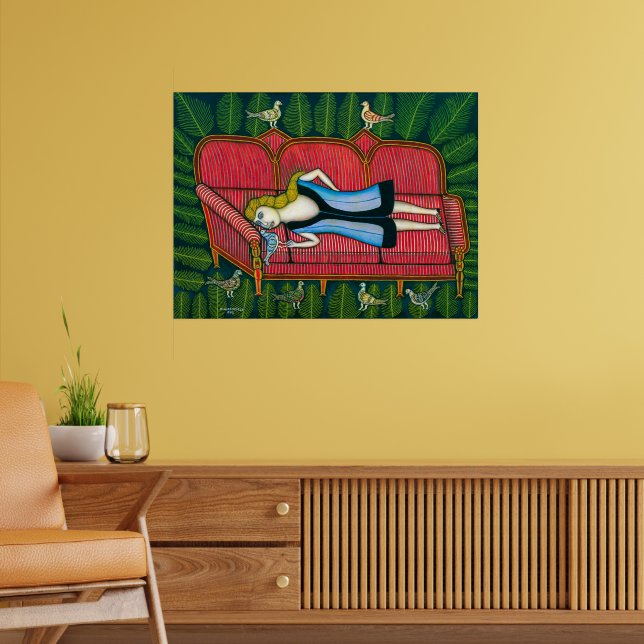 Girl with Pigeons | Morris Hirshfield | Poster (Living Room 2)