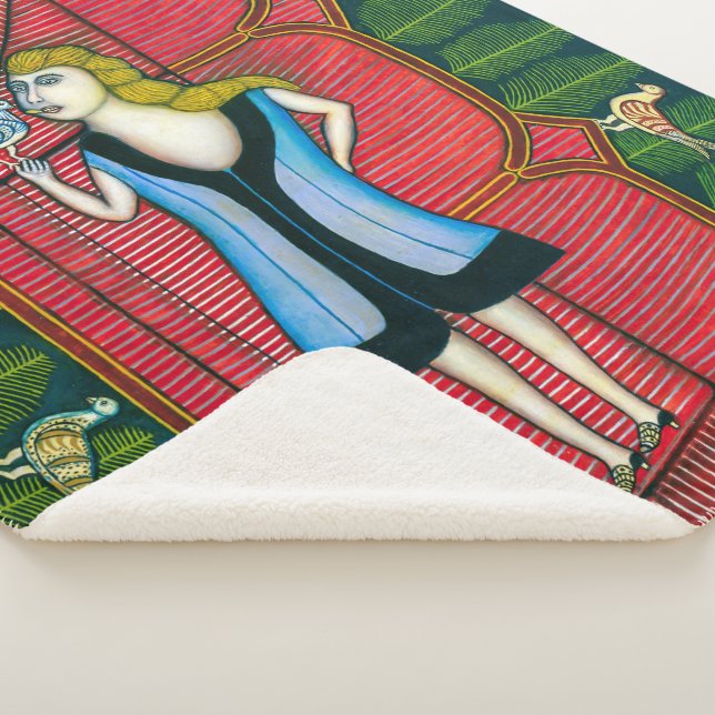 Girl with Pigeons | Morris Hirshfield | Sherpa Blanket (3/4)