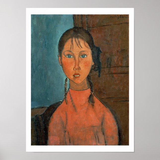 Girl with Pigtails, c.1918 (oil on canvas) Poster (Front)