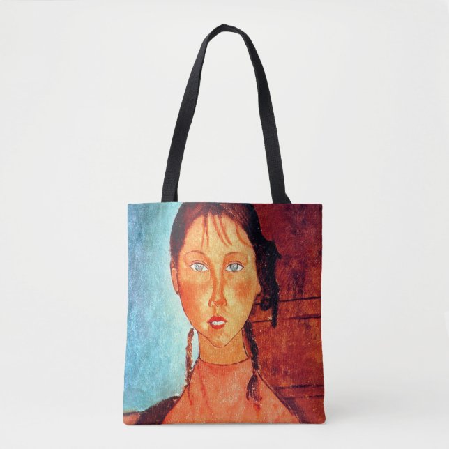 Girl with Pigtails, Modigliani Tote Bag (Front)