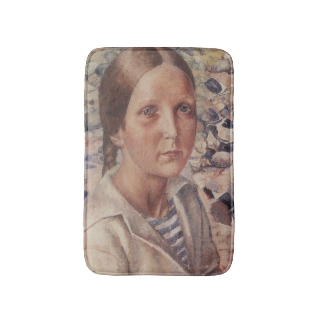 Girl with Pigtails on a Beach in Russia Bath Mat (Front Vertical)