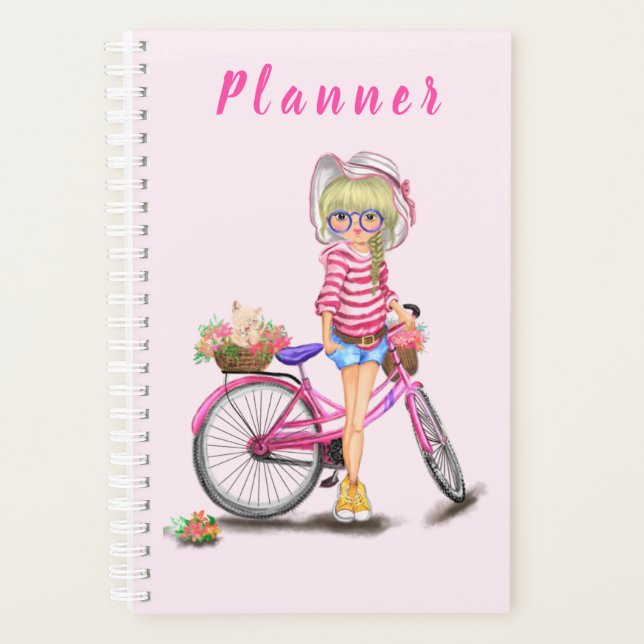 Girl with Pink Bike Planner (Front)