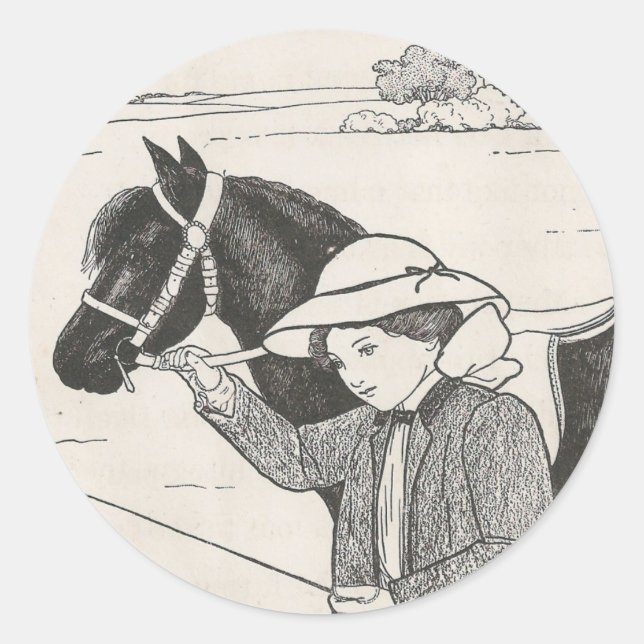 Girl With Pony Classic Round Sticker (Front)