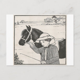 Girl With Pony Postcard