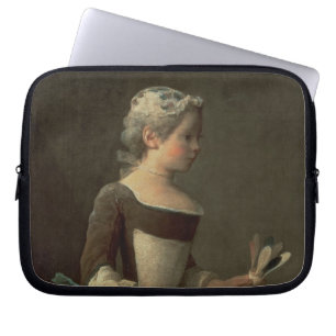 Girl with Racket and Shuttlecock Laptop Sleeve
