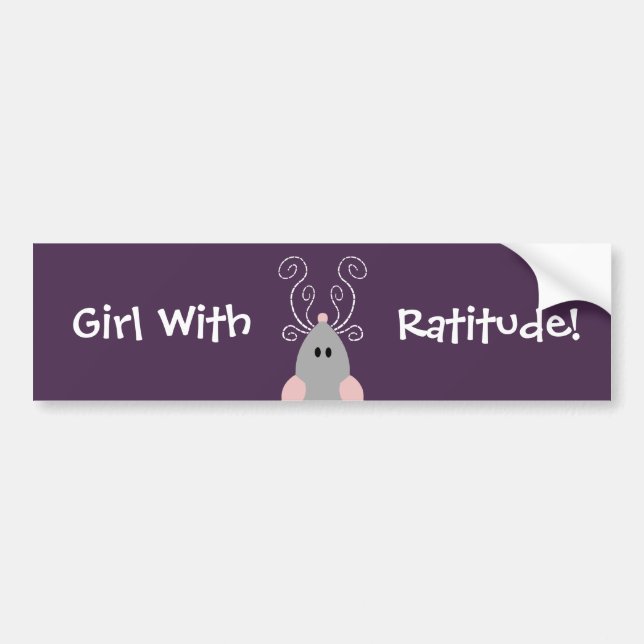 Girl with Ratitude Rat Bumper Sticker (Front)
