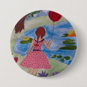 Girl With Red Balloon Badge