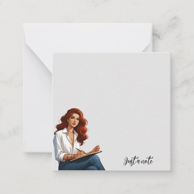 Girl With Red Hair Notepad Card (Front)