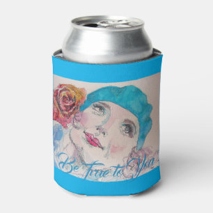 Girl with Red Rose Beret Be True To You Can Cooler