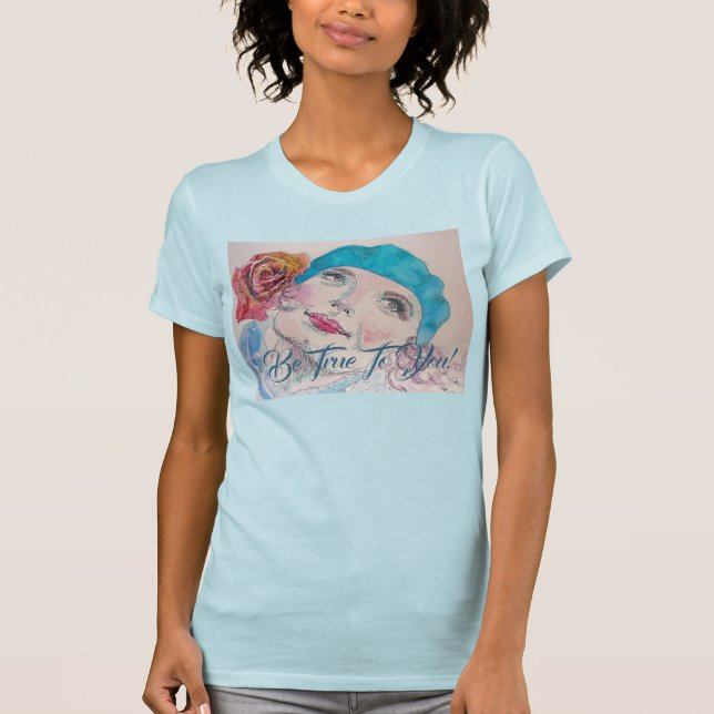 Girl With Red Rose Beret Be True To You T Shirt (Front)