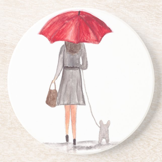 Girl with red umbrella coaster (Front)
