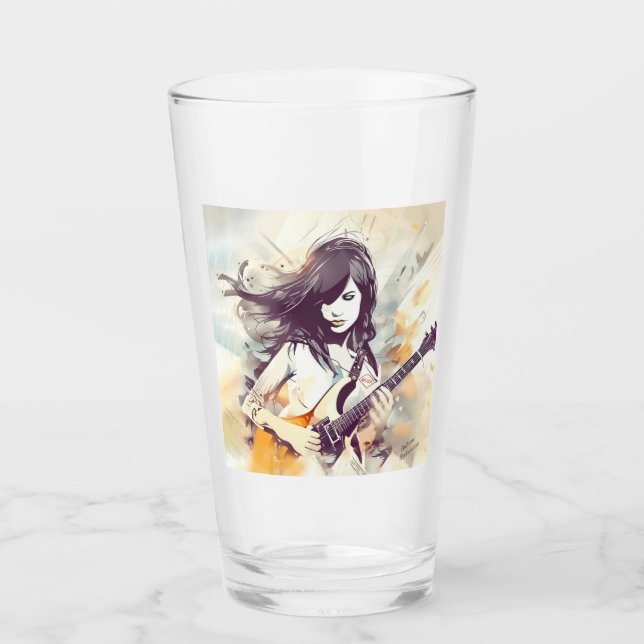 Girl with rock music vibes glass (Front)