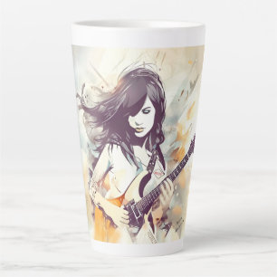 Girl with rock music vibes latte mug