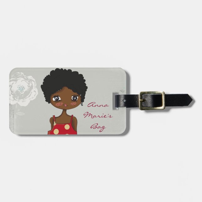 Girl with Rose Luggage Tag (personalise) (Front Horizontal)