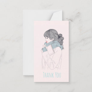 Girl with scarf cool graphic illustration card