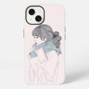 Girl with scarf cool graphic illustration iPhone 13 case