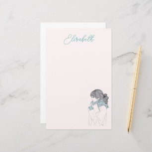 Girl with scarf cool graphic illustration stationery