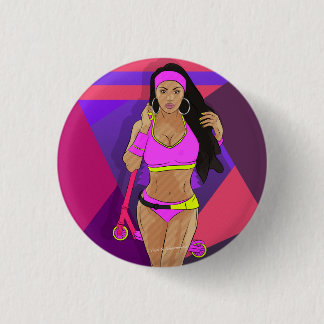 Girl with scooter 3 cm round badge