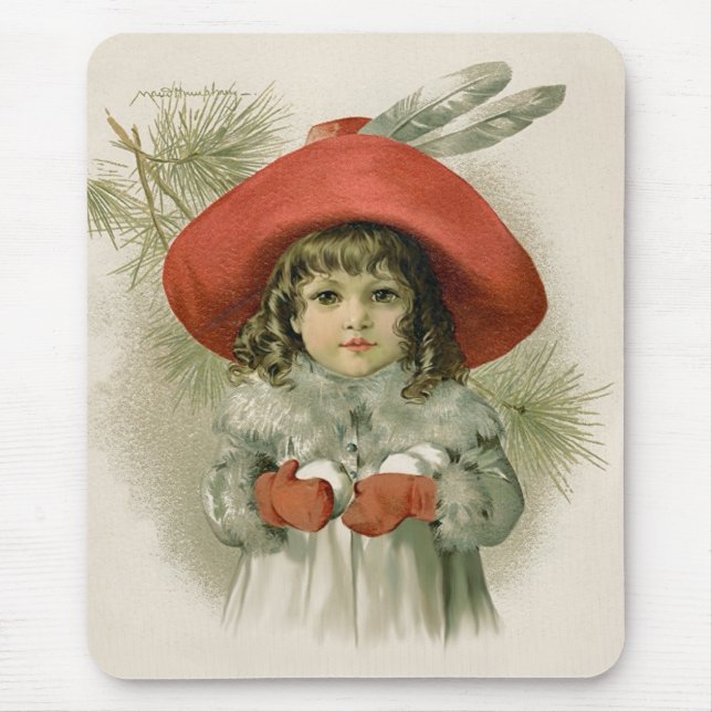 Girl with Snowballs Mouse Pad (Front)