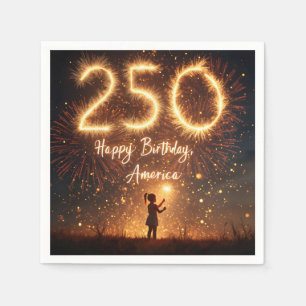 Girl With Sparklers For America's 250th Birthday Napkin