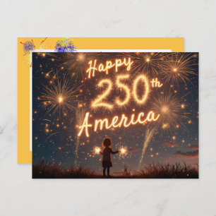 Girl With Sparklers For America's 250th Birthday Postcard