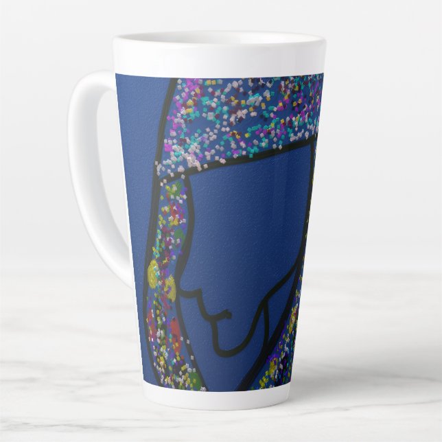 Girl with Spotted Glitter Print Hair  Latte Mug (Left Angle)