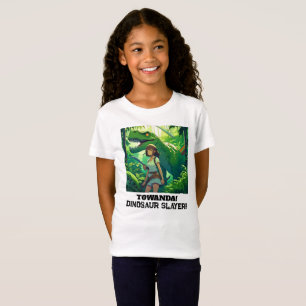Girl with Sword Ready to Slay T-Rex T-Shirt