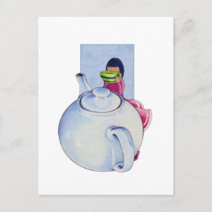 Girl with Tea Postcard