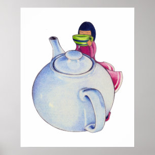 Girl with Tea Poster
