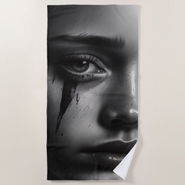 Girl with tears beach towel (Front)