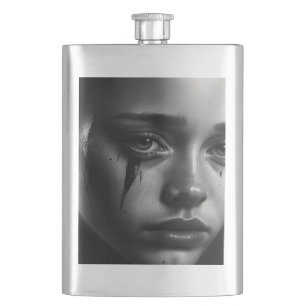 Girl with tears hip flask