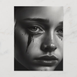 Girl with tears holiday postcard
