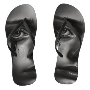 Girl with tears jandals