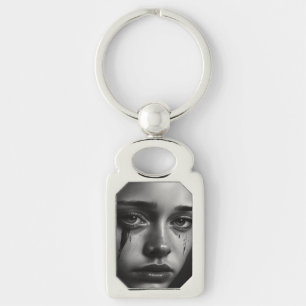 Girl with tears key ring