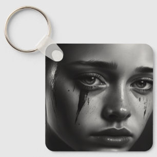 Girl with tears key ring