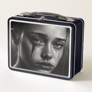 Girl with tears metal lunch box
