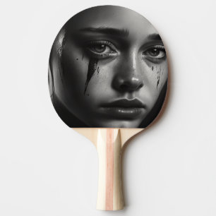 Girl with tears ping pong paddle