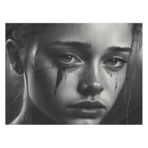Girl with tears tablecloth