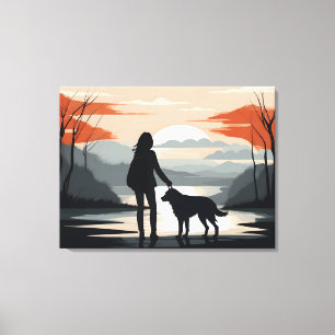 Girl with the dog canvas print