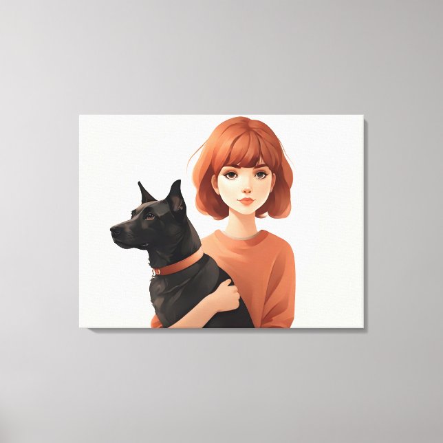 Girl with the dog canvas print (Front)