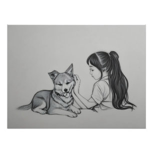 Girl with the dog photo print